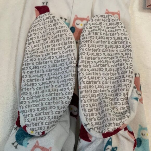 Carter's owl print fleece cozy footed pajamas jammies pjs sleeper - Picture 5 of 5